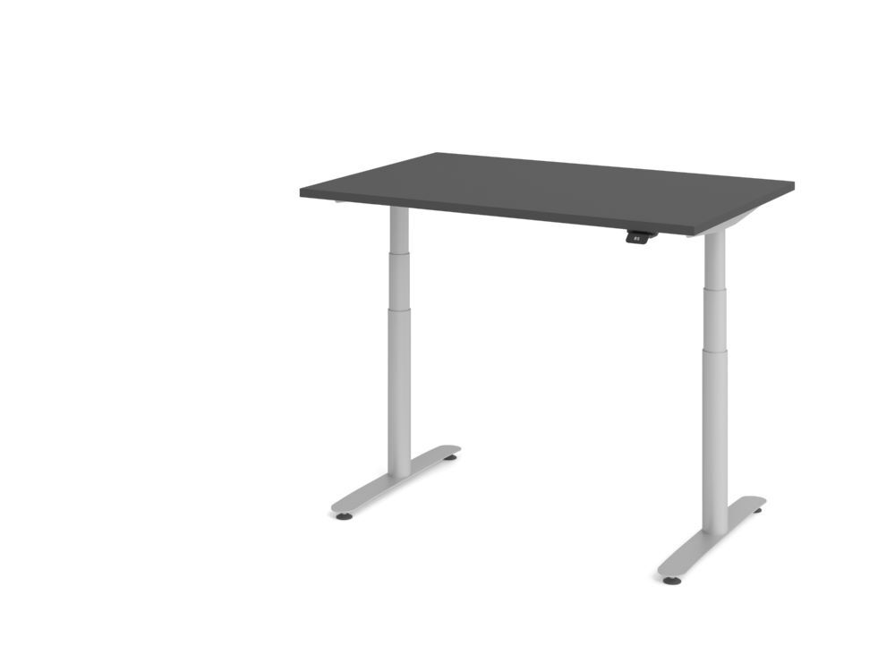 Produktbild Hammerbacher Sitz Steh Schreibtisch elektrisch120x80cm Graphit/Silber