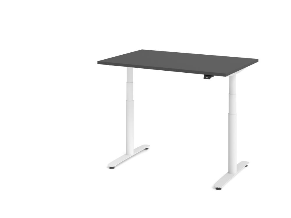 Produktbild Hammerbacher Sitz Steh Schreibtisch elektrisch120x80cm Graphit/Weiß