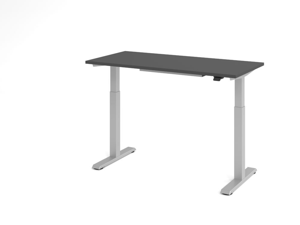 Produktbild Hammerbacher Sitz Steh Schreibtisch elektrisch140x67cm Graphit/Silber