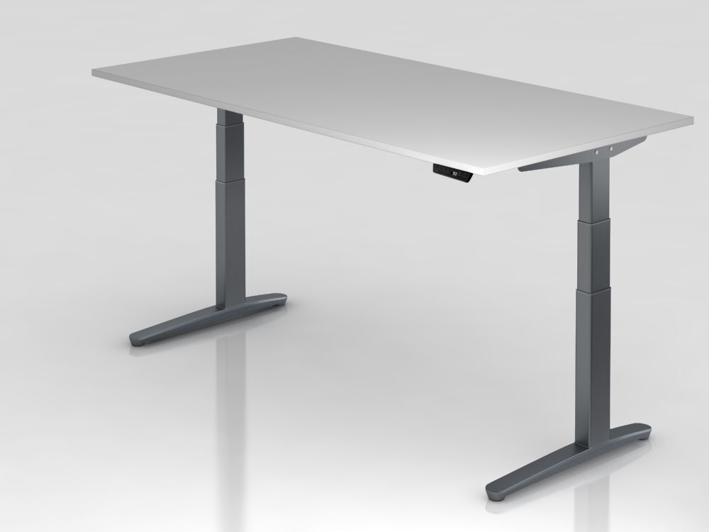 Hammerbacher Sitz-Steh-Schreibtisch Arbeitshöhe 65 - 130 cm 200 x 100 cm Grau Produktbild Hammerbacher Sitz-Steh-Schreibtisch Arbeitshöhe 65 - 130 cm 200 x 100 cm Grau