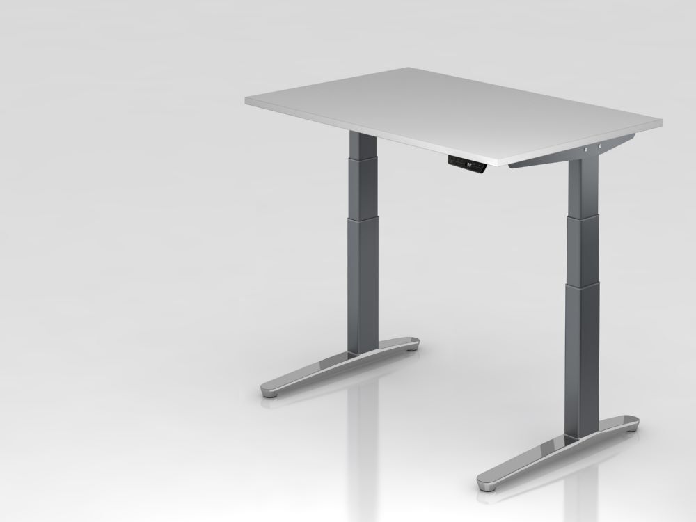 Hammerbacher Sitz-Steh-Schreibtisch Elektroantrieb 2-stufig 120 x 80 cm Grau Produktbild Hammerbacher Sitz-Steh-Schreibtisch Elektroantrieb 2-stufig 120 x 80 cm Grau