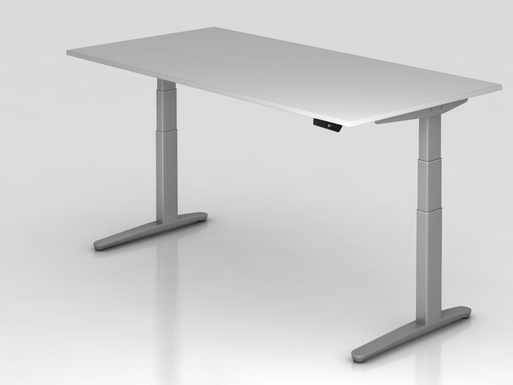 Hammerbacher Sitz-Steh-Schreibtisch 200 x 100 cm Grau C-Fuß Gestell Produktbild Hammerbacher Sitz-Steh-Schreibtisch 200 x 100 cm Grau C-Fuß Gestell