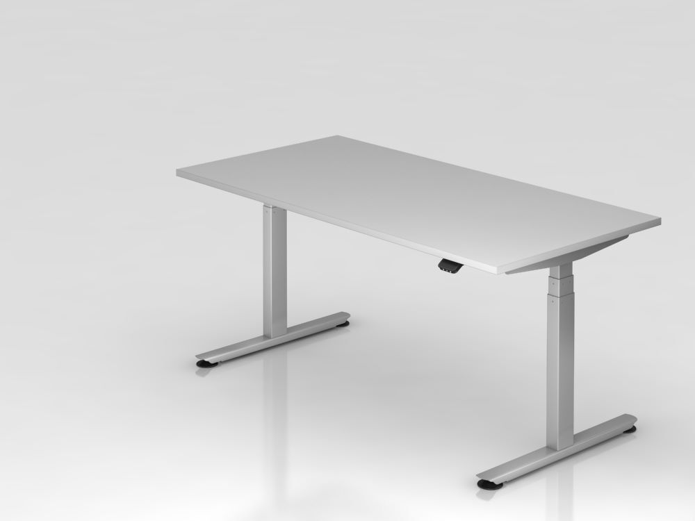 Hammerbacher Sitz Steh Schreibtisch VXDLB16 160 x 80 cm Grau 25 mm Produktbild Hammerbacher Sitz Steh Schreibtisch VXDLB16 160 x 80 cm Grau 25 mm