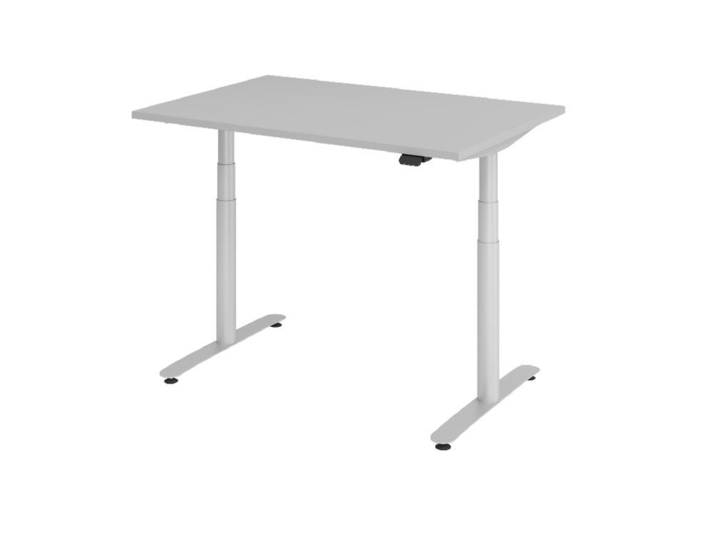 Hammerbacher Sitz-Steh-Schreibtisch Elektrisch stufenlos höhenverstellbar 120 x 80 cm Grau Produktbild Hammerbacher Sitz-Steh-Schreibtisch Elektrisch stufenlos höhenverstellbar 120 x 80 cm Grau