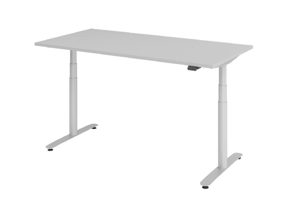 Hammerbacher Sitz-Steh-Schreibtisch 160 x 80 cm Grau Produktbild Hammerbacher Sitz-Steh-Schreibtisch 160 x 80 cm Grau