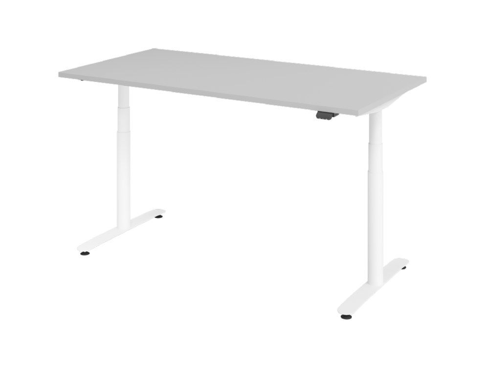 Hammerbacher Sitz-Steh-Schreibtisch 160 x 80 cm Grau Arbeitshöhe 63 - 167 cm Produktbild Hammerbacher Sitz-Steh-Schreibtisch 160 x 80 cm Grau Arbeitshöhe 63 - 167 cm