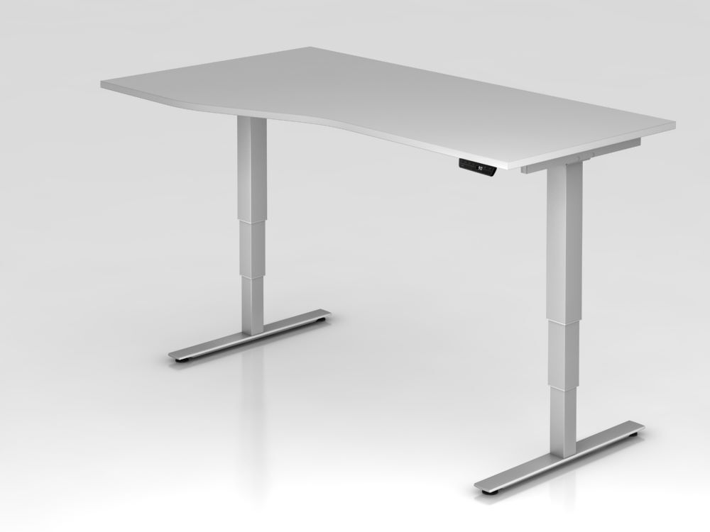Hammerbacher Sitz Steh Schreibtisch 180 x 100 / 80cm Grau Elektroantrieb 2-stufig Produktbild Hammerbacher Sitz Steh Schreibtisch 180 x 100 / 80cm Grau Elektroantrieb 2-stufig