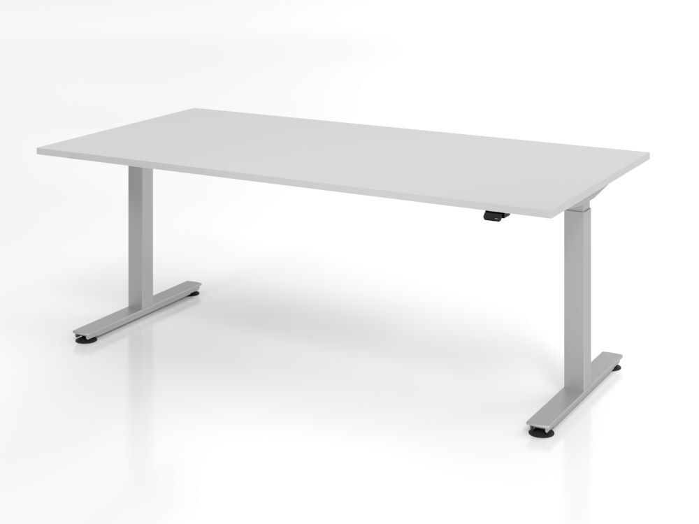 Hammerbacher Sitz-Steh Schreibtisch 200 x 100 cm Grau H 71 - 120 cm Elektroantrieb 1-stufig Produktbild Hammerbacher Sitz-Steh Schreibtisch 200 x 100 cm Grau H 71 - 120 cm Elektroantrieb 1-stufig