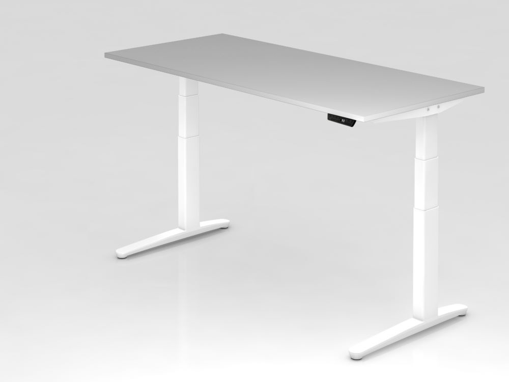 Hammerbacher Sitz-Steh-Schreibtisch 180 x 80 cm Grau Elektroantrieb 2-stufig Produktbild Hammerbacher Sitz-Steh-Schreibtisch 180 x 80 cm Grau Elektroantrieb 2-stufig