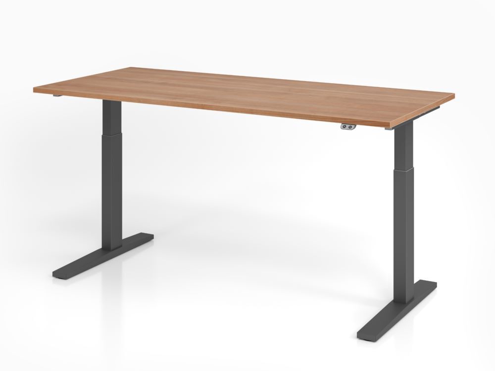 Hammerbacher Sitz Steh Schreibtisch Platte 25 mm 180 x 80 cm Nussbaum Produktbild Hammerbacher Sitz Steh Schreibtisch Platte 25 mm 180 x 80 cm Nussbaum