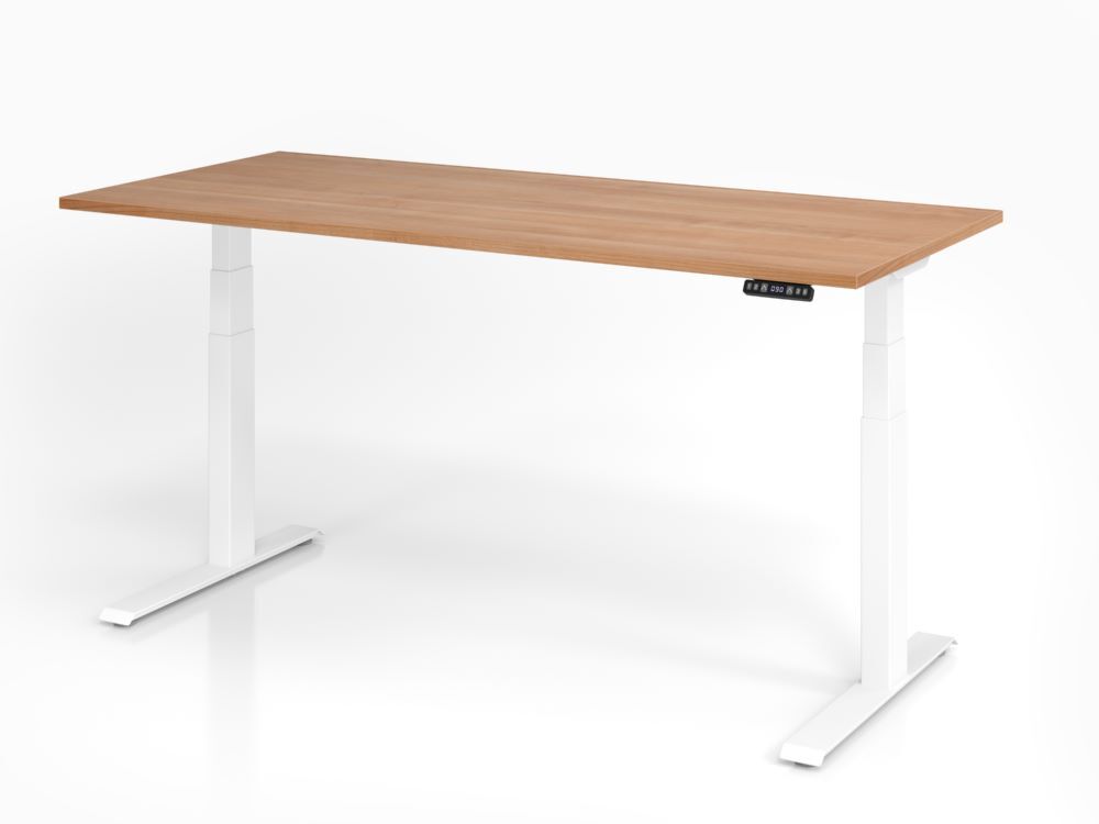 Hammerbacher Sitz-Steh-Schreibtisch höhenverstellbar 180 x 80 cm Nussbaum / Weiß Produktbild Hammerbacher Sitz-Steh-Schreibtisch höhenverstellbar 180 x 80 cm Nussbaum / Weiß
