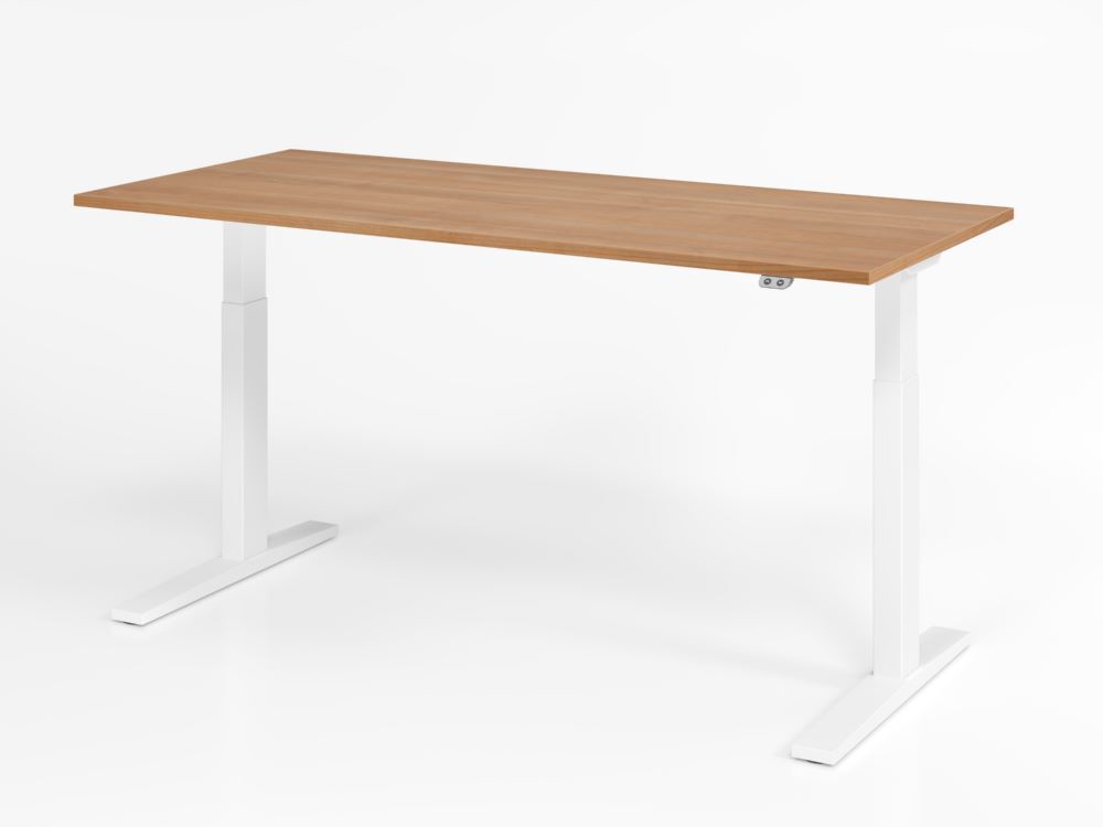 Hammerbacher Sitz Steh XMKA19 Schreibtisch 180 x 80 cm Nussbaum Weiß Höhe 70 - 120 cm Produktbild Hammerbacher Sitz Steh XMKA19 Schreibtisch 180 x 80 cm Nussbaum Weiß Höhe 70 - 120 cm