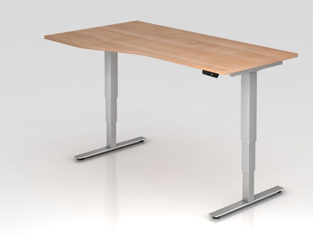 Hammerbacher Sitz-Steh-Schreibtisch Elektroantrieb 2-stufig 180 x 100 / 80 cm Nussbaum Produktbild Hammerbacher Sitz-Steh-Schreibtisch Elektroantrieb 2-stufig 180 x 100 / 80 cm Nussbaum