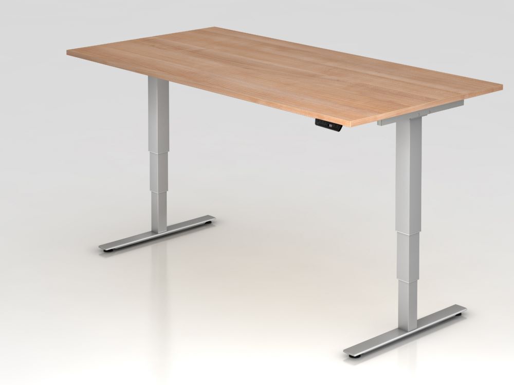 Hammerbacher Sitz Steh Schreibtisch 200 x 100 cm Nussbaum Höhe 63,5 - 128,5 cm Produktbild Hammerbacher Sitz Steh Schreibtisch 200 x 100 cm Nussbaum Höhe 63,5 - 128,5 cm