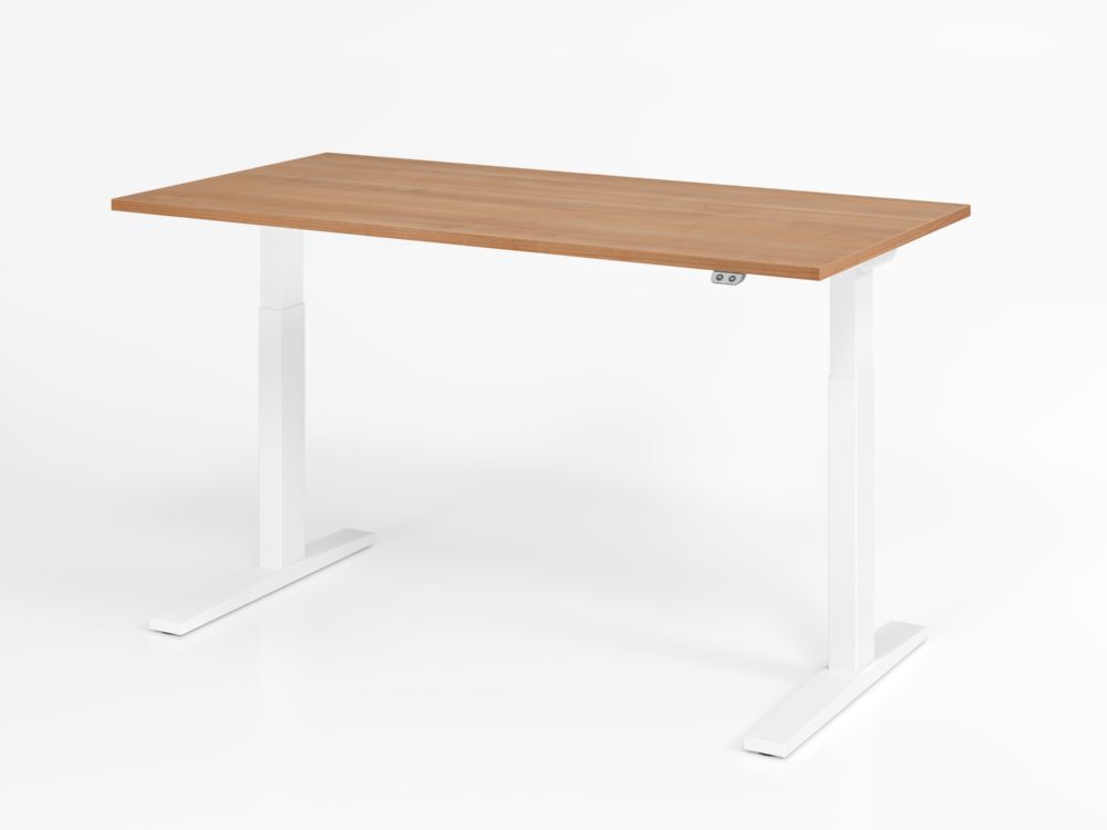 Hammerbacher Sitz-Steh XMKA16 Schreibtisch 160 x 80 cm Nussbaum C-Fuß Gestell in Weiß Produktbild Hammerbacher Sitz-Steh XMKA16 Schreibtisch 160 x 80 cm Nussbaum C-Fuß Gestell in Weiß