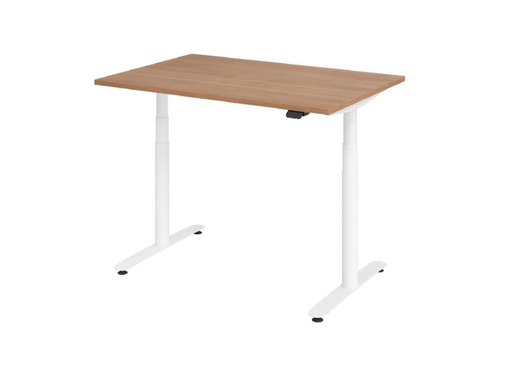 Hammerbacher Sitz-Steh-Schreibtisch XDLR12 120 x 80 cm Nussbaum Arbeitshöhe 63 - 127 cm Produktbild Hammerbacher Sitz-Steh-Schreibtisch XDLR12 120 x 80 cm Nussbaum Arbeitshöhe 63 - 127 cm