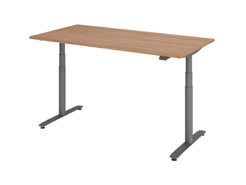 Hammerbacher Sitz-Steh-Schreibtisch XDLR16 160 x 80 cm Nussbaum Elektroantrieb 2-stufig Produktbild Hammerbacher Sitz-Steh-Schreibtisch XDLR16 160 x 80 cm Nussbaum Elektroantrieb 2-stufig