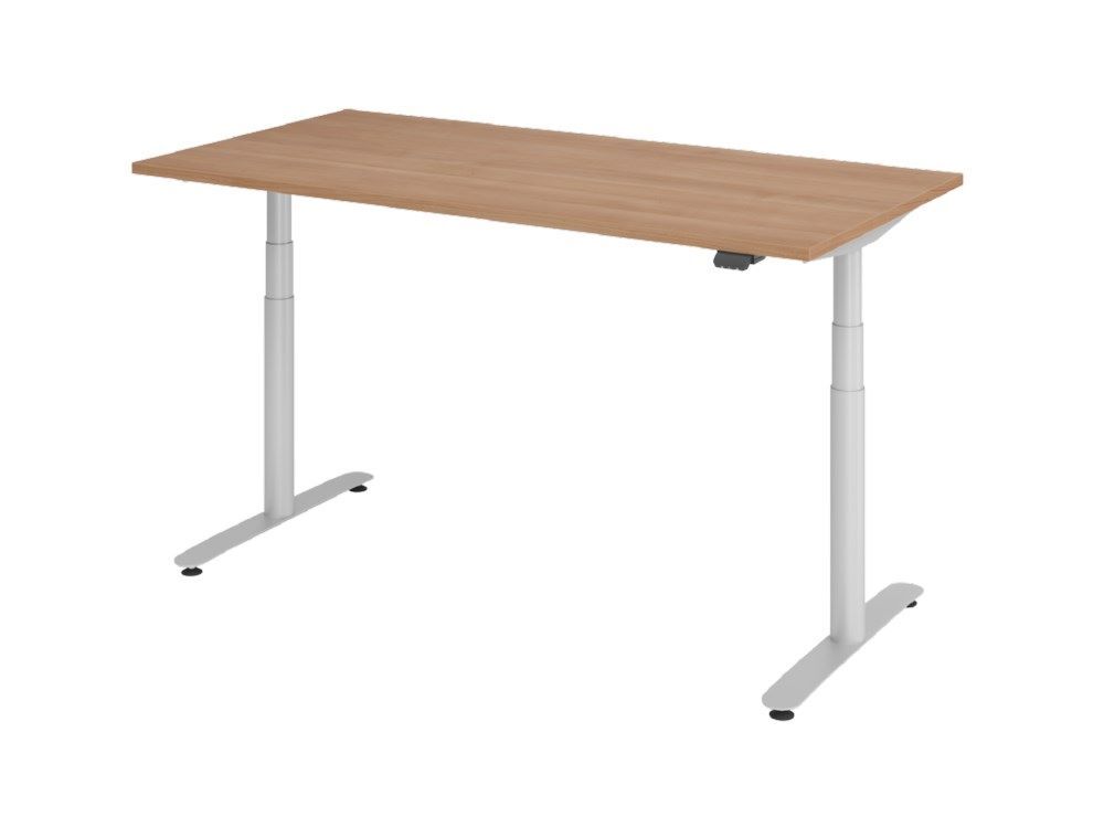 Hammerbacher Sitz-Steh-Schreibtisch 160 x 80cm Nussbaum Elektroantrieb 2-stufig Produktbild Hammerbacher Sitz-Steh-Schreibtisch 160 x 80cm Nussbaum Elektroantrieb 2-stufig