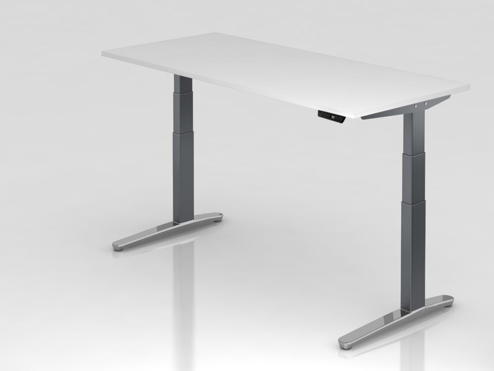 Hammerbacher Sitz-Steh-Schreibtisch 180 x 80 cm Weiß elektrisch höhenverstellbar 65 - 130 cm Produktbild Hammerbacher Sitz-Steh-Schreibtisch 180 x 80 cm Weiß elektrisch höhenverstellbar 65 - 130 cm