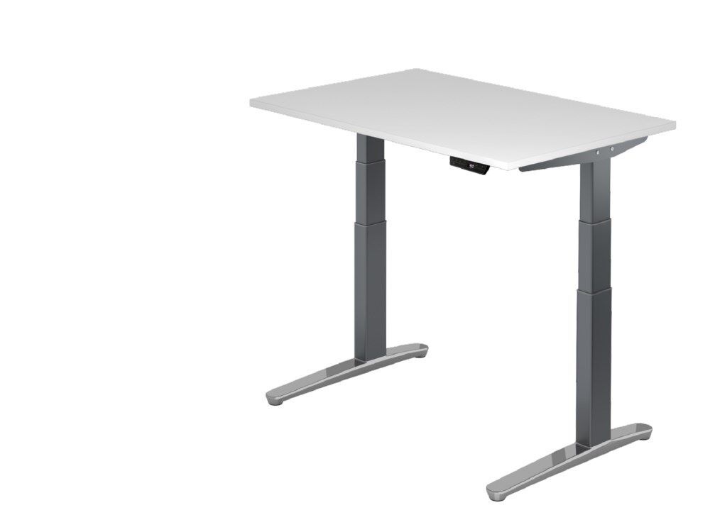Hammerbacher Sitz-Steh-Schreibtisch mit Elektroantrieb 120 x 80 cm Weiß / Graphit Produktbild Hammerbacher Sitz-Steh-Schreibtisch mit Elektroantrieb 120 x 80 cm Weiß / Graphit