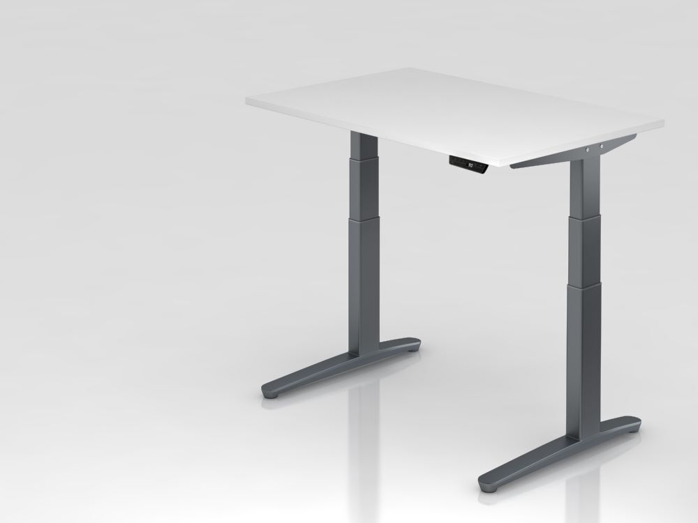 Hammerbacher Sitz-Steh-Schreibtisch 120 x 80 cm Weiß Produktbild Hammerbacher Sitz-Steh-Schreibtisch 120 x 80 cm Weiß