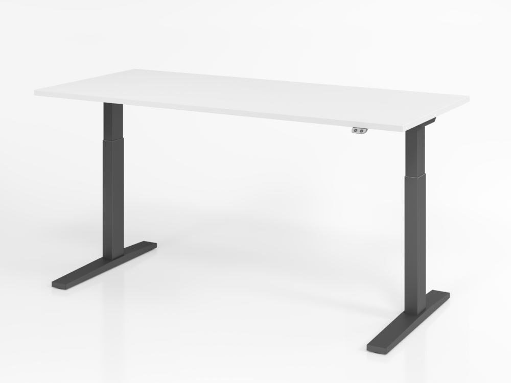Hammerbacher Sitz Steh Schreibtisch 180 x 80 cm Höhe 70 - 120 cm Weiß Produktbild Hammerbacher Sitz Steh Schreibtisch 180 x 80 cm Höhe 70 - 120 cm Weiß