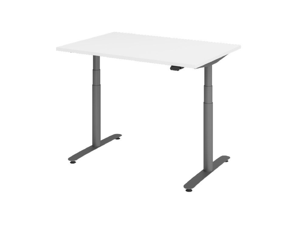 Hammerbacher Sitz-Steh-Schreibtisch 120 x 80 cm Weiß Produktbild Hammerbacher Sitz-Steh-Schreibtisch 120 x 80 cm Weiß