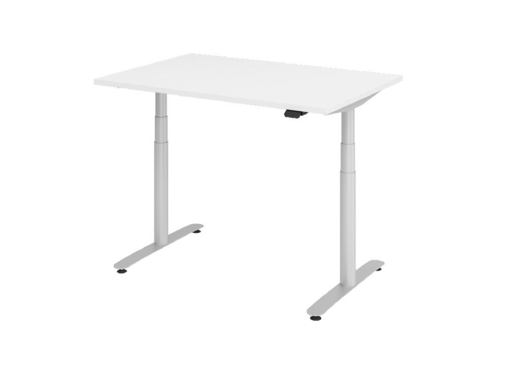 Hammerbacher Sitz-Steh-Schreibtisch Elektroantrieb 2-stufig 120 x 80 cm Weiß Produktbild Hammerbacher Sitz-Steh-Schreibtisch Elektroantrieb 2-stufig 120 x 80 cm Weiß