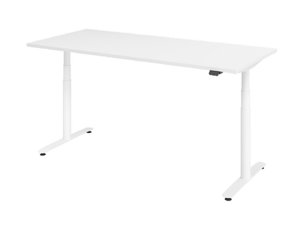 Hammerbacher XDLR19 Sitz-Steh-Schreibtisch 180 x 80 cm Weiß T-Fuß in Weiß Elektroantrieb Produktbild Hammerbacher XDLR19 Sitz-Steh-Schreibtisch 180 x 80 cm Weiß T-Fuß in Weiß Elektroantrieb