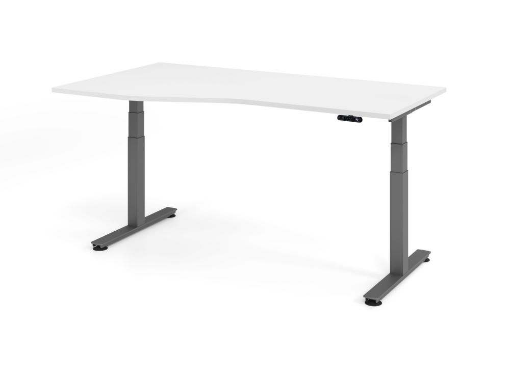 Produktbild Hammerbacher Sitz Steh Schreibtisch elektrisch 180x100/80cm Weiß/Graphit
