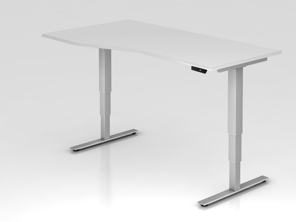 Hammerbacher Sitz-Steh-Schreibtisch 180 x 100 /80 cm Weiß höhe 63,5 - 128,5 cm Produktbild Hammerbacher Sitz-Steh-Schreibtisch 180 x 100 /80 cm Weiß höhe 63,5 - 128,5 cm