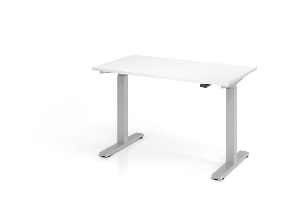 Hammerbacher Sitz-Steh Schreibtisch 120 x 67 cm Weiß Arbeitshöhe 71 - 120 cm Produktbild Hammerbacher Sitz-Steh Schreibtisch 120 x 67 cm Weiß Arbeitshöhe 71 - 120 cm