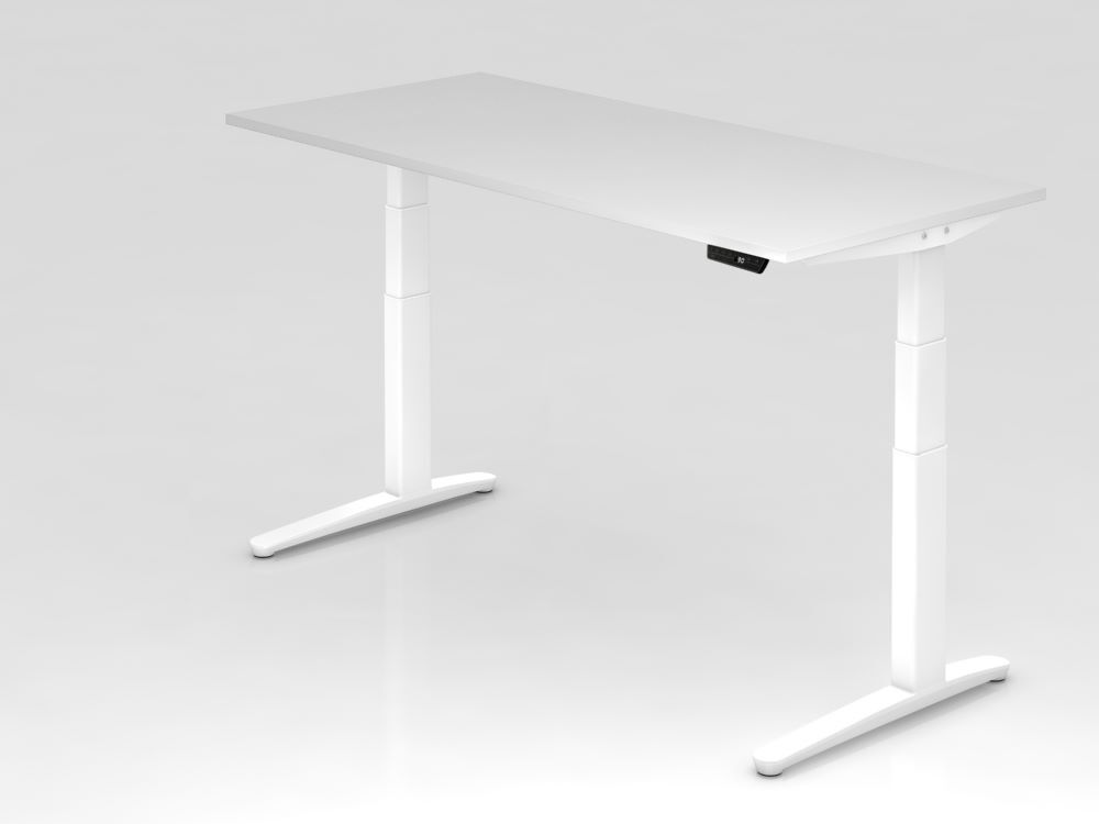 Hammerbacher Sitz-Steh-Schreibtisch XBHM19 180 x 80 cm Weiß Platte 25 mm Produktbild Hammerbacher Sitz-Steh-Schreibtisch XBHM19 180 x 80 cm Weiß Platte 25 mm