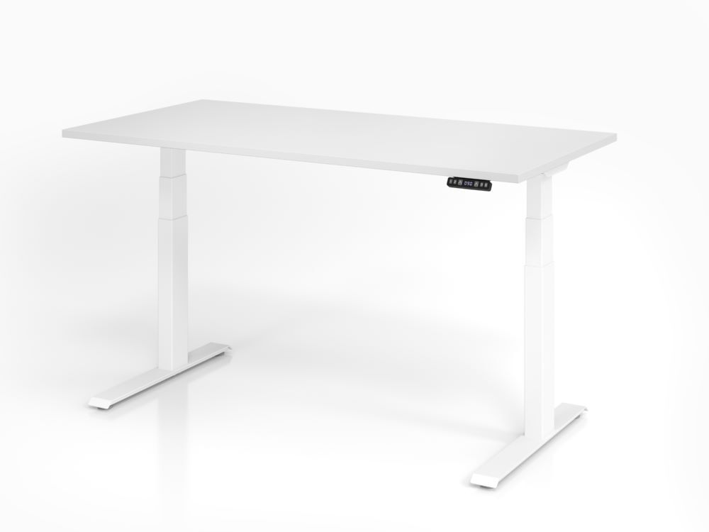 Hammerbacher Sitz Steh Schreibtisch 160 x 80 cm Weiß Platte 25 mm Produktbild Hammerbacher Sitz Steh Schreibtisch 160 x 80 cm Weiß Platte 25 mm