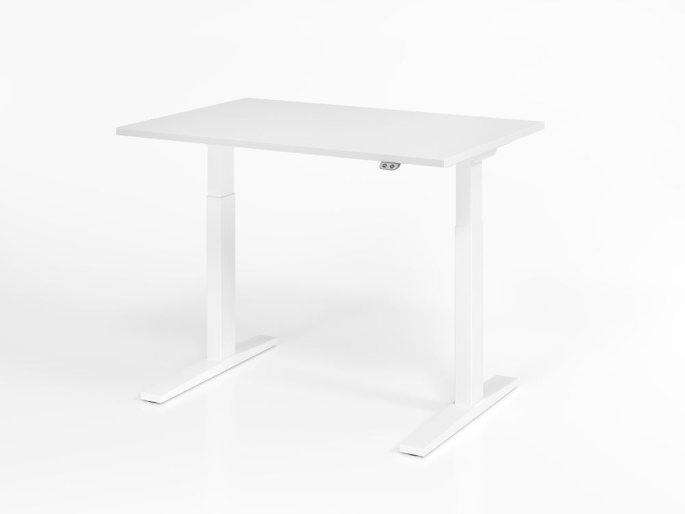 Hammerbacher Sitz Steh Schreibtisch 120 x 80 cm Weiß höhenverstellbar Elektroantrieb 1-stufig Produktbild Hammerbacher Sitz Steh Schreibtisch 120 x 80 cm Weiß höhenverstellbar Elektroantrieb 1-stufig