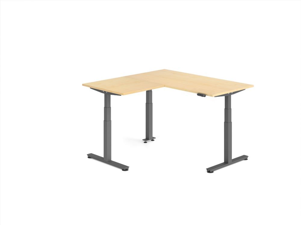 Produktbild Hammerbacher Sitz Steh Winkeltisch 160x160cm Ahorn/Graphit