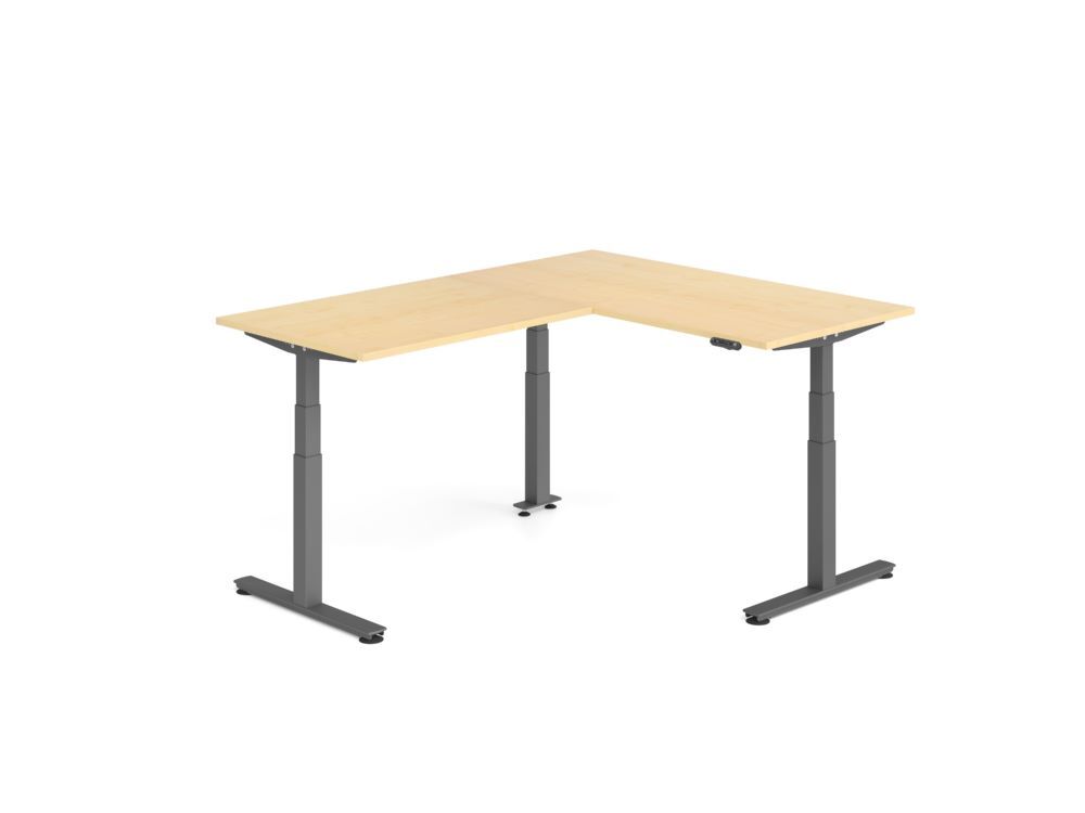 Produktbild Hammerbacher Sitz Steh Winkeltisch 200x160cm Ahorn/Graphit