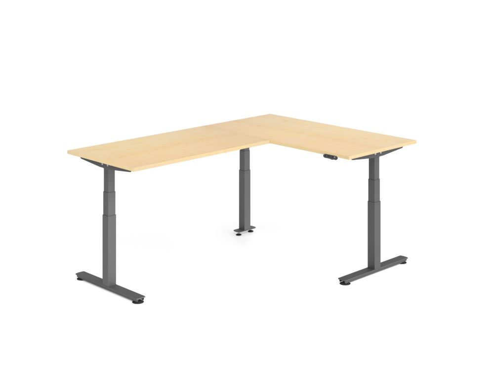 Produktbild Hammerbacher Sitz Steh Winkeltisch 240x160cm Ahorn/Graphit