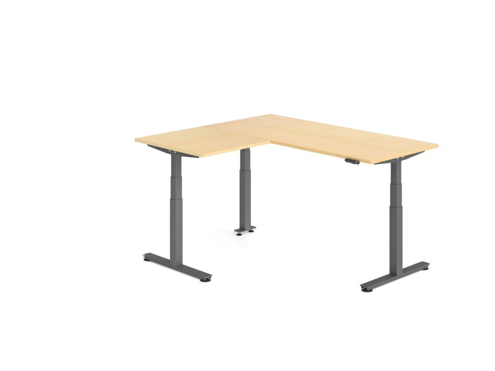 Produktbild Hammerbacher Sitz Steh Winkeltisch 160x180cm Ahorn/Graphit