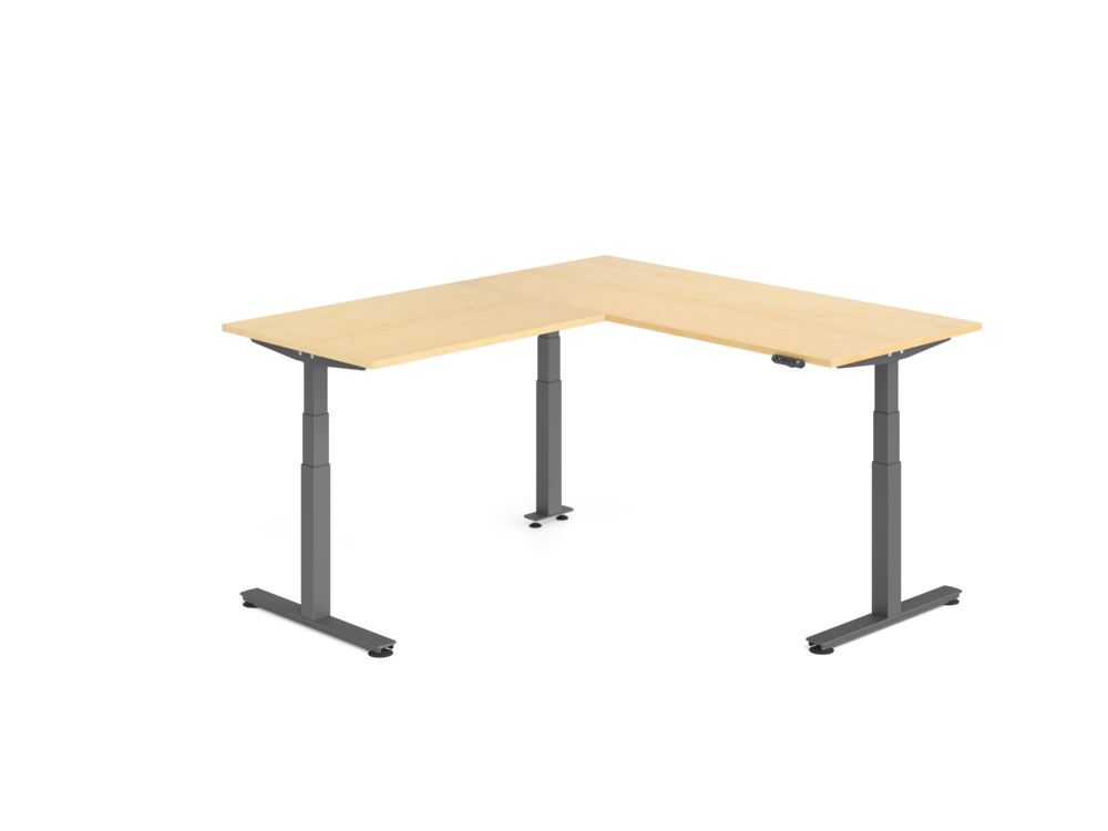 Produktbild Hammerbacher Sitz Steh Winkeltisch 200x180cm Ahorn/Graphit