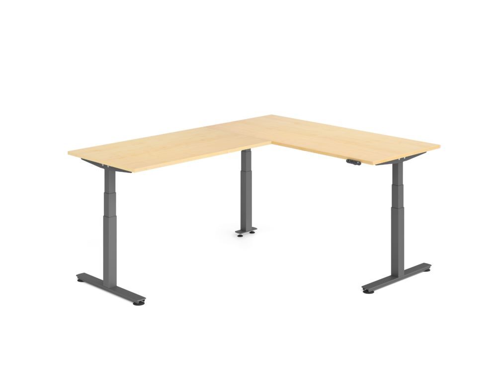 Produktbild Hammerbacher Sitz Steh Winkeltisch 240x180cm Ahorn/Graphit