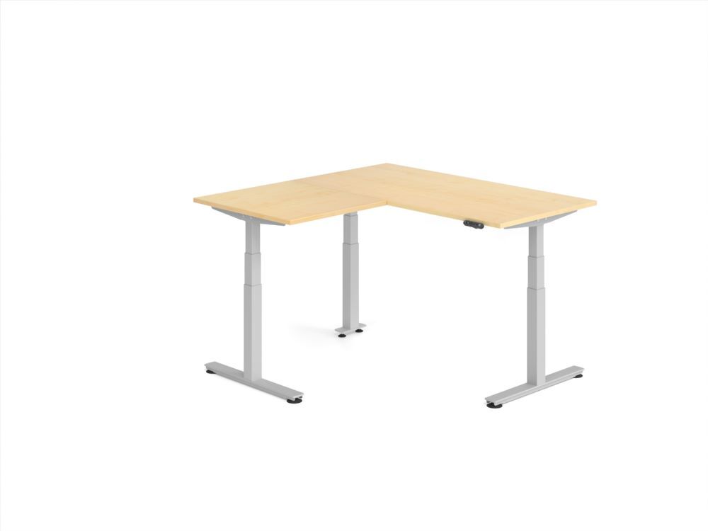 Produktbild Hammerbacher Sitz Steh Winkeltisch 160x160cm Ahorn/Silber