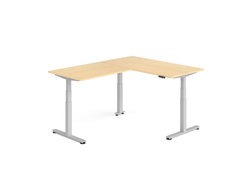 Produktbild Hammerbacher Sitz Steh Winkeltisch 200x160cm Ahorn/Silber
