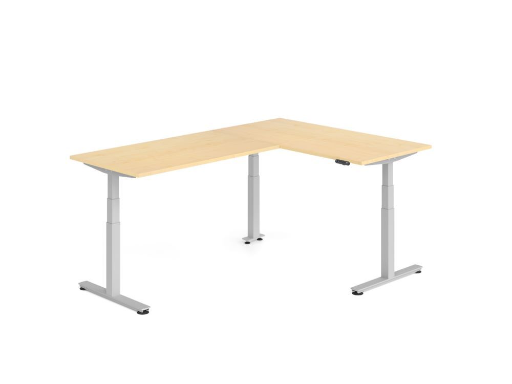 Produktbild Hammerbacher Sitz Steh Winkeltisch 240x160cm Ahorn/Silber