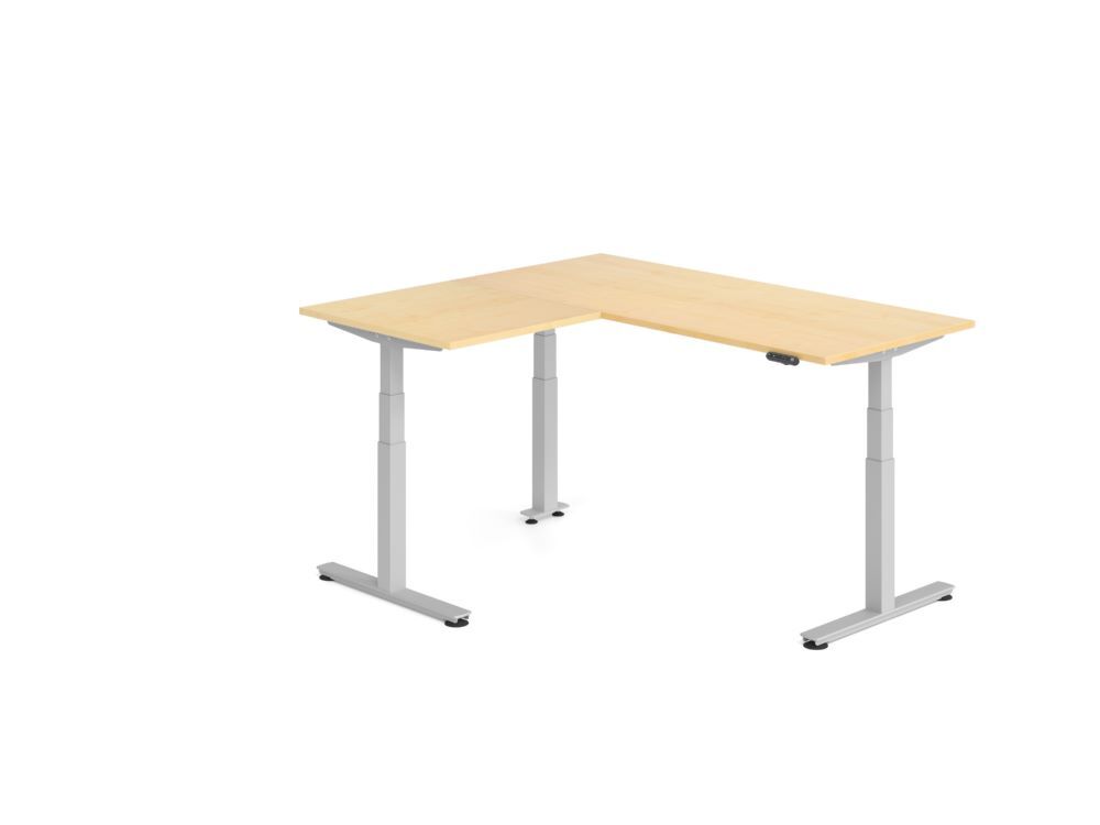Produktbild Hammerbacher Sitz Steh Winkeltisch 160x180cm Ahorn/Silber