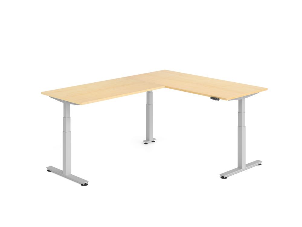 Produktbild Hammerbacher Sitz Steh Winkeltisch 240x180cm Ahorn/Silber