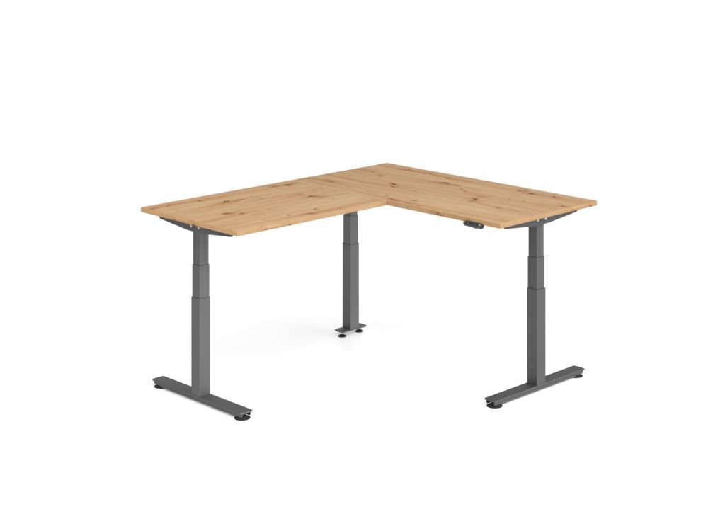 Produktbild Hammerbacher Sitz Steh Winkeltisch 200x160cm Asteiche/Graphit