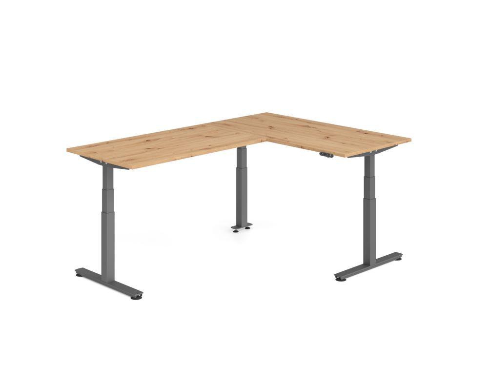 Produktbild Hammerbacher Sitz Steh Winkeltisch 240x160cm Asteiche/Graphit
