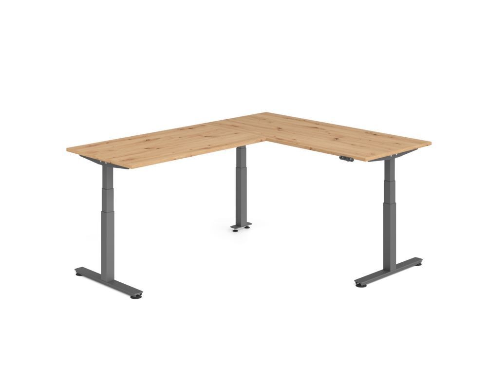 Produktbild Hammerbacher Sitz Steh Winkeltisch 240x180cm Asteiche/Graphit