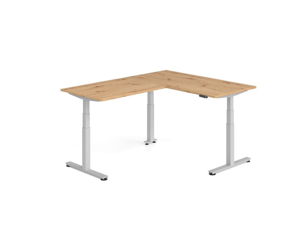 Produktbild Hammerbacher Sitz Steh Winkeltisch 200x160cm Asteiche/Silber